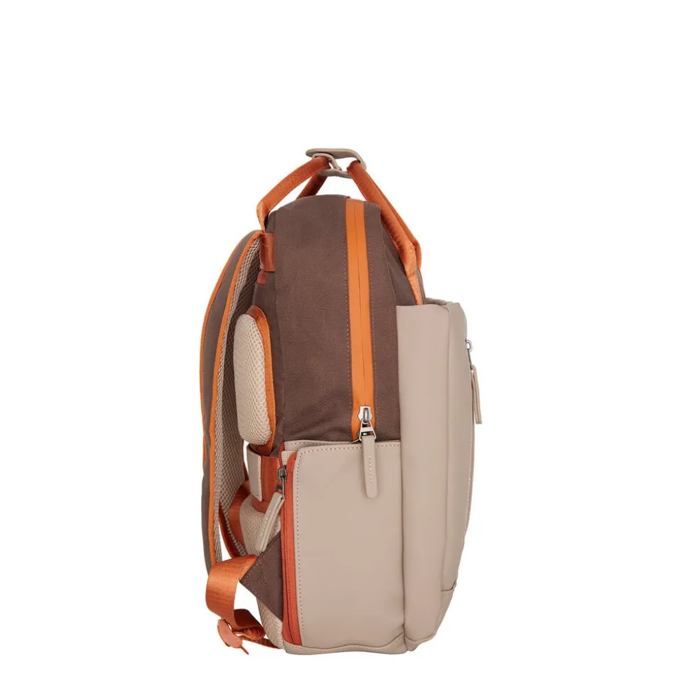 Ferron Miami Rugzak 9L Waterafstotende Laptop Rugtas 13 inch Schooltas en Werktas van PU Nylon Coffee