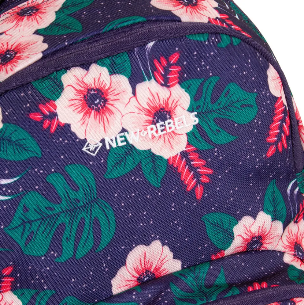 New Rebels ® BTS 2 schooltas met laptopvak Flower print