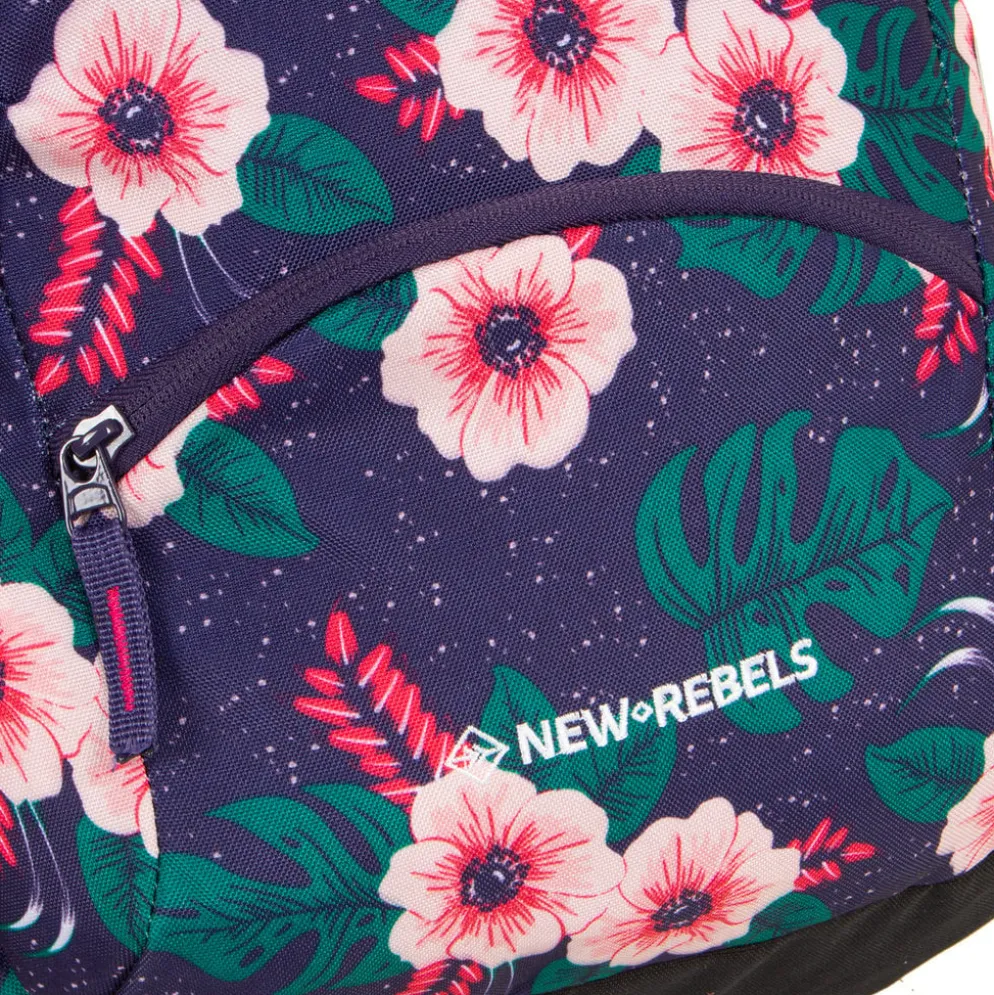 New Rebels ® BTS 4 schooltas met laptopvak flower print