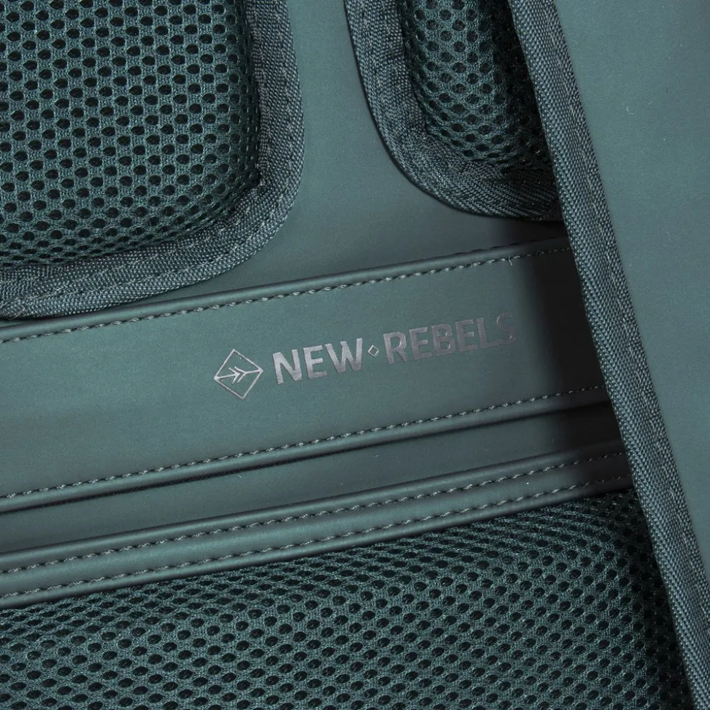 New Rebels ® Harper - Rugzak - Laptoptas - Rugtas - 18 Liter - Donker Groen - Metallic
