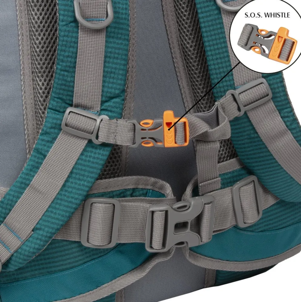 New Rebels ® Kinley - Rugtas - Schooltas - Vrijetijdstas - 48 Liter - Nylon - Petrol