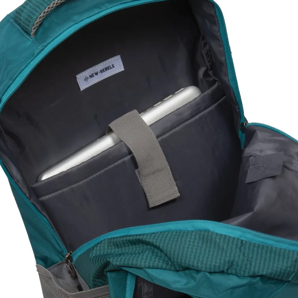 New Rebels ® Kinley - Rugtas - Schooltas - Vrijetijdstas - 48 Liter - Nylon - Petrol