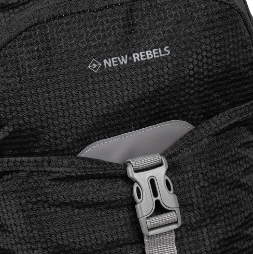 New Rebels ® Kinley - Rugtas - Schooltas - Vrijetijdstas - 48 Liter - Nylon - Zwart