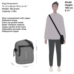 New Rebels ® Mart - Schoudertas - Crossbody tas - Top Zip - Antraciet