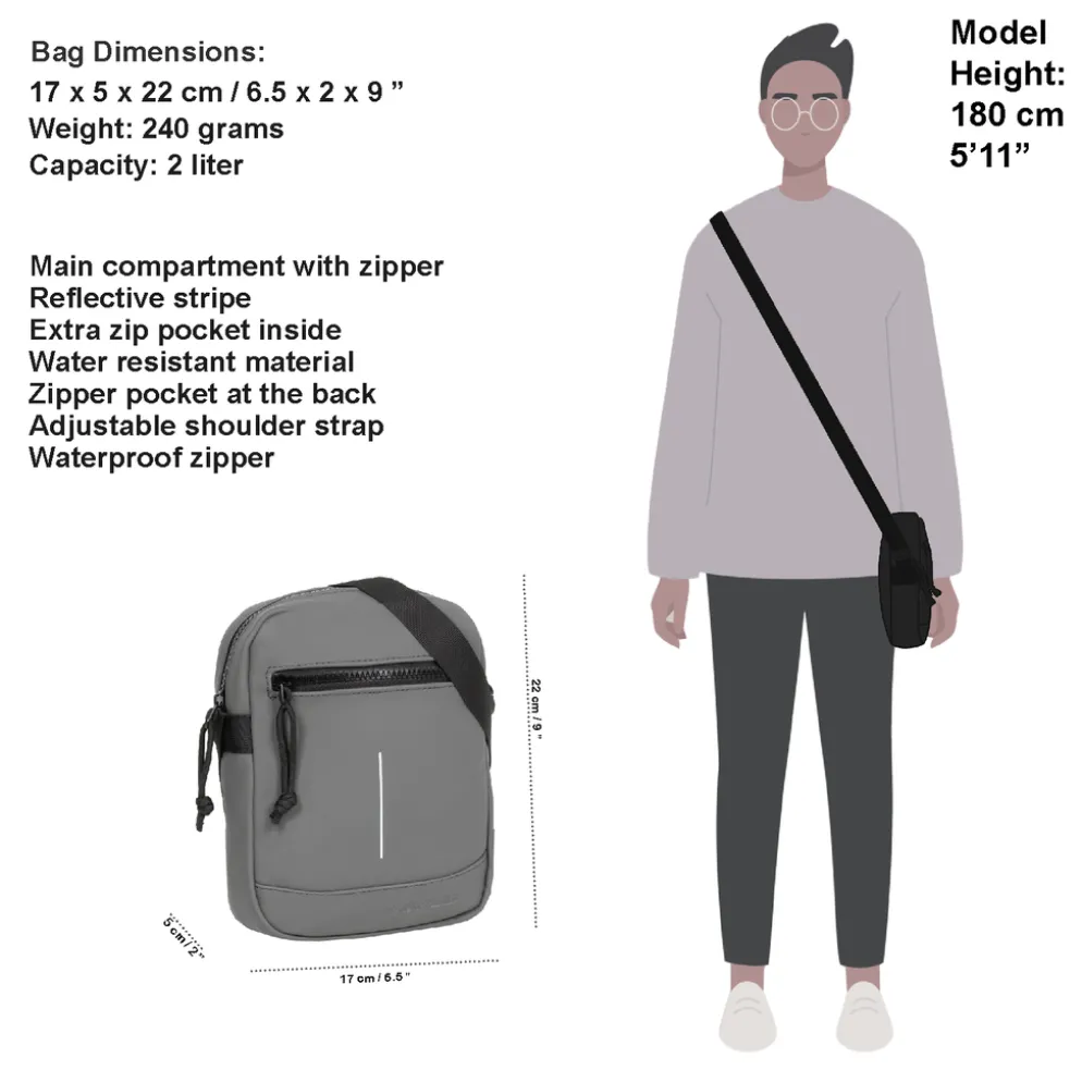 New Rebels ® Mart - Schoudertas - Crossbody tas - Top Zip - Antraciet