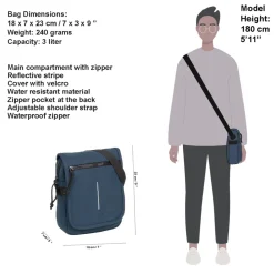New Rebels ® Mart - Small - Flap - Schoudertas - Crossbody tas - Navy Blauw