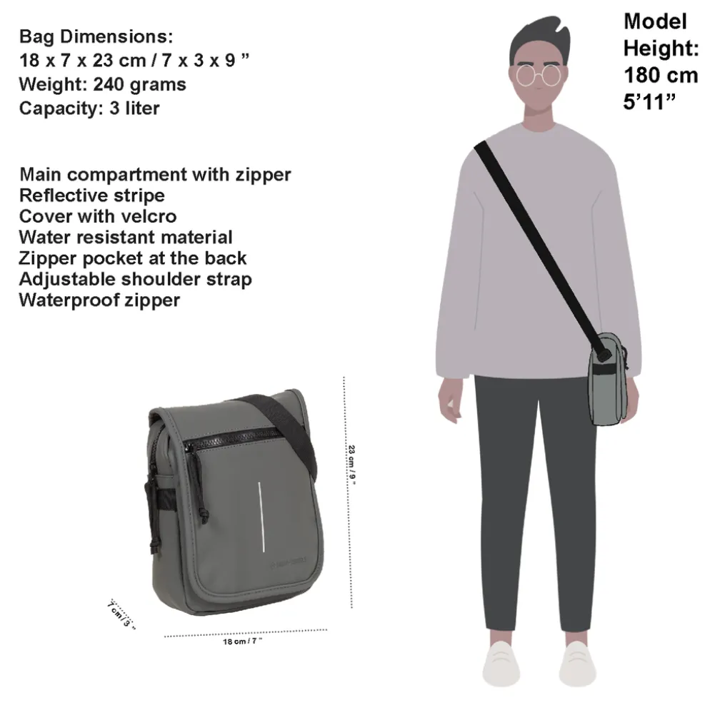New Rebels ® Mart - Small - Flap - Schoudertas - Crossbody tas - Antraciet