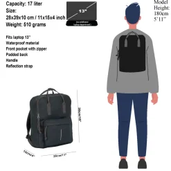 New Rebels ® Tim Rugzak Waterafstotend Zwart/Grijs