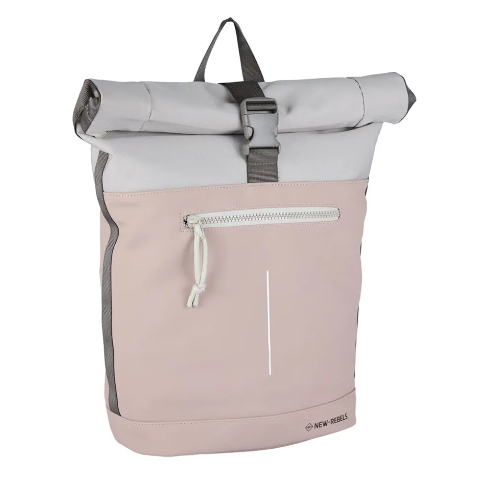 New Rebels Backham New York Oudroze 21L Rolltop Rugzak Waterafstotend Laptop 15.6"