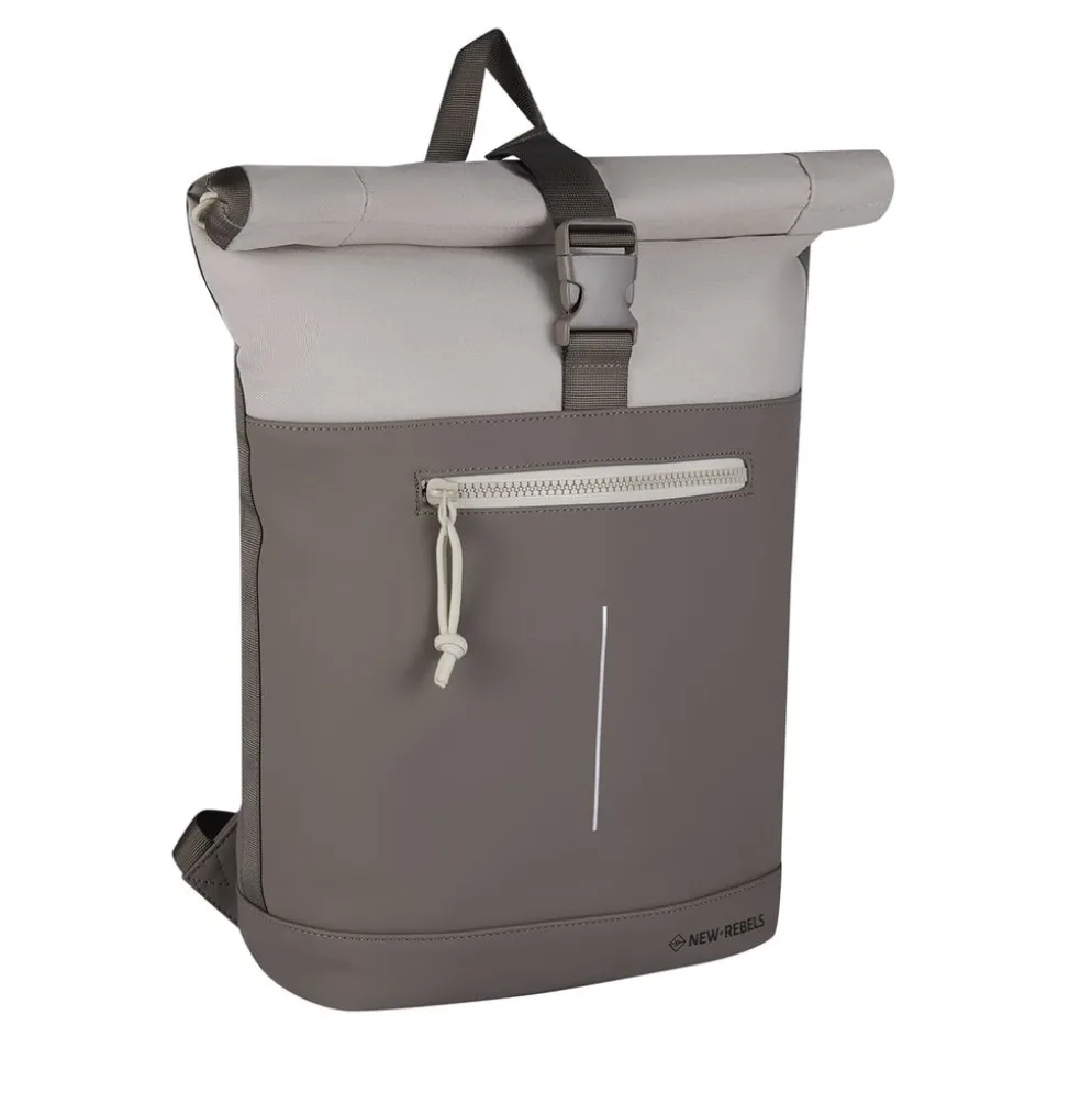New Rebels Backham New York Taupe 21L Rolltop Rugzak Waterafstotend Laptop 15.6"