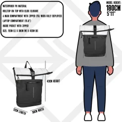 New Rebels Backham New York Zwart Reflectie 21L Rolltop Rugzak Waterafstotend Laptop 15.6
