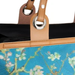 New Rebels Boodschappentas Blossoms – Stevige Nylon Shopper met Leren Hengsels – Van Gogh Print – 39L