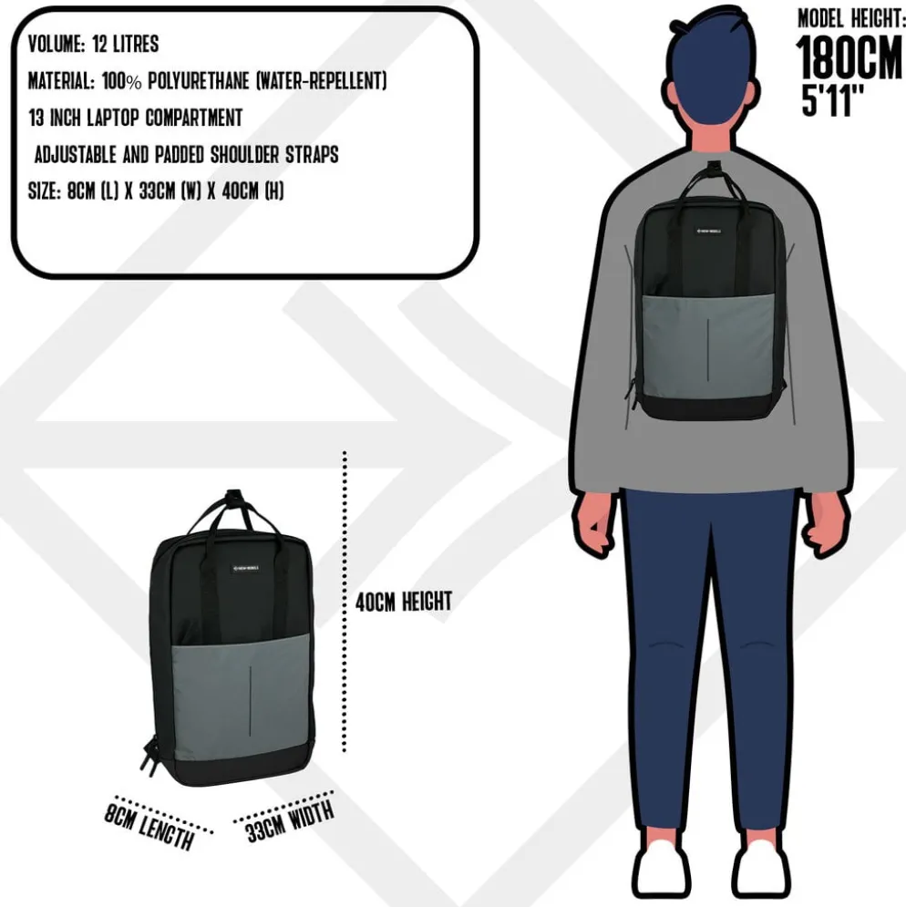 New Rebels Bowie Cape Coral Zwart 14L Rugzak Reflectie Waterafstotend Laptop 13"