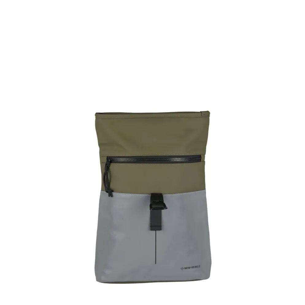 New Rebels Bowie Los Angeles Olijfgroen 9L Rugtas Rolltop Reflectie Waterafstotend