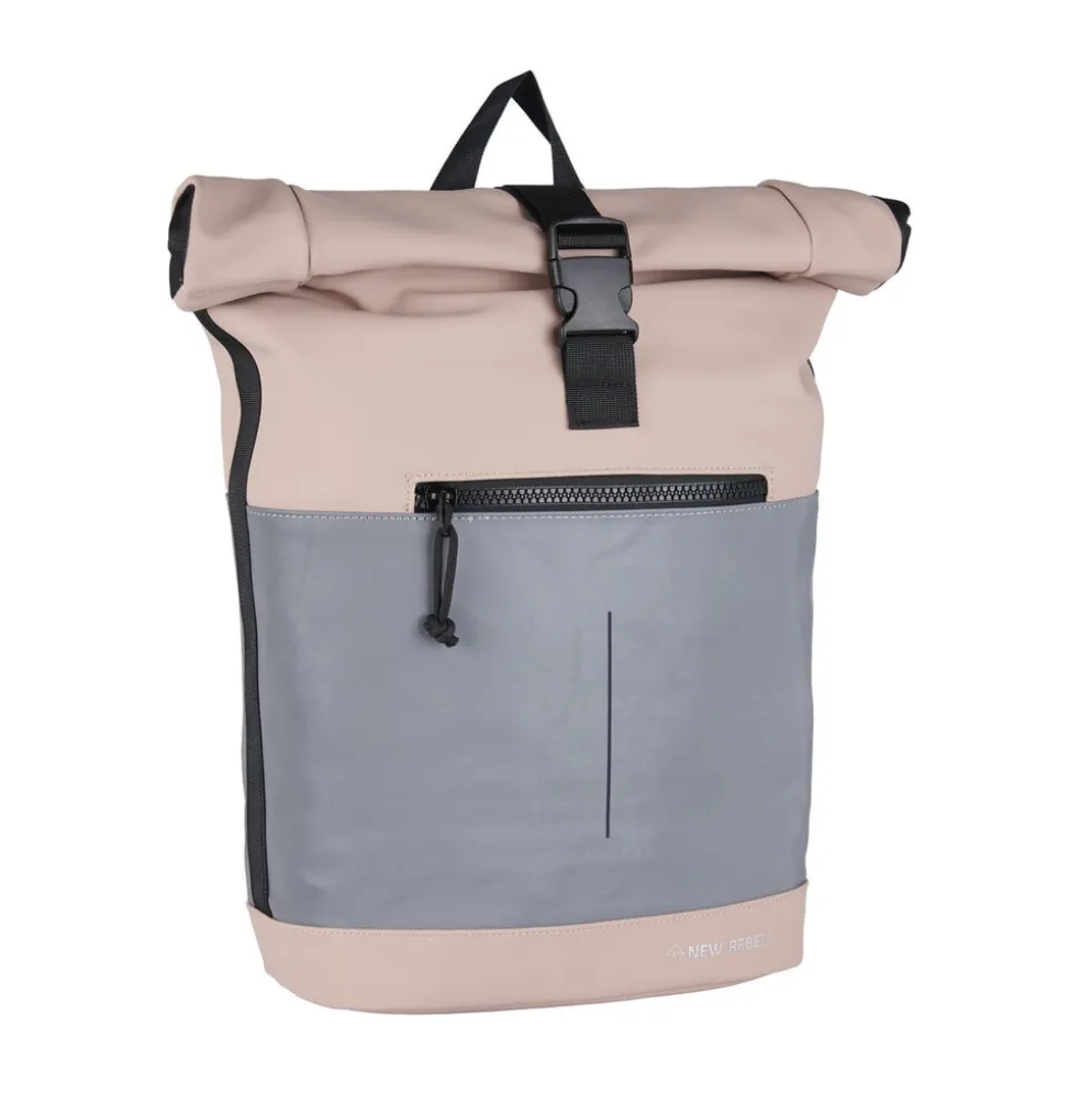 New Rebels Bowie New York Oudroze 21L Rugzak Rolltop Reflectie Waterafstotend Laptop 15.6"