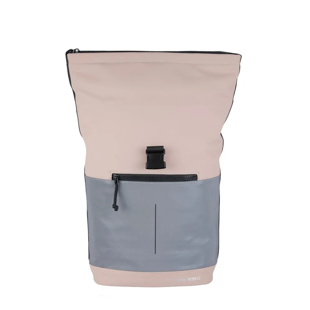 New Rebels Bowie New York Oudroze 21L Rugzak Rolltop Reflectie Waterafstotend Laptop 15.6"