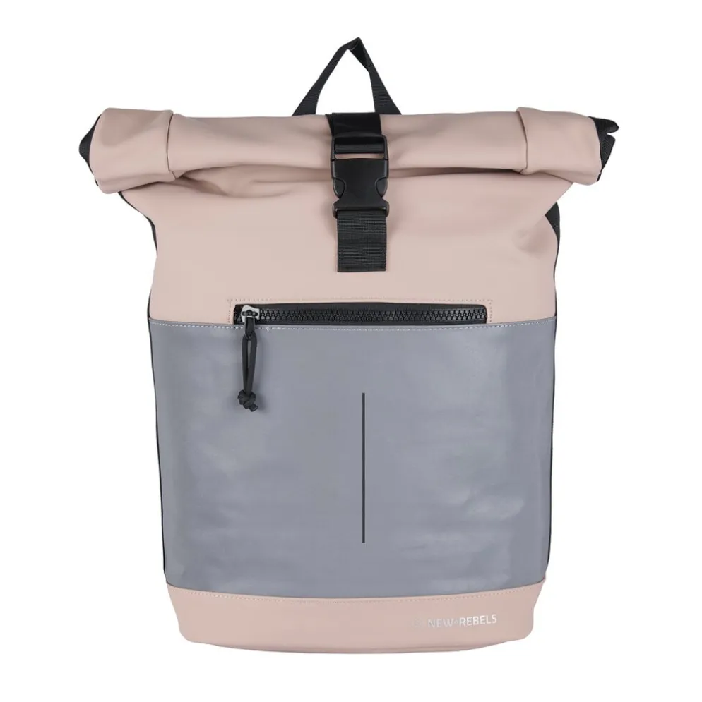 New Rebels Bowie New York Oudroze 21L Rugzak Rolltop Reflectie Waterafstotend Laptop 15.6"