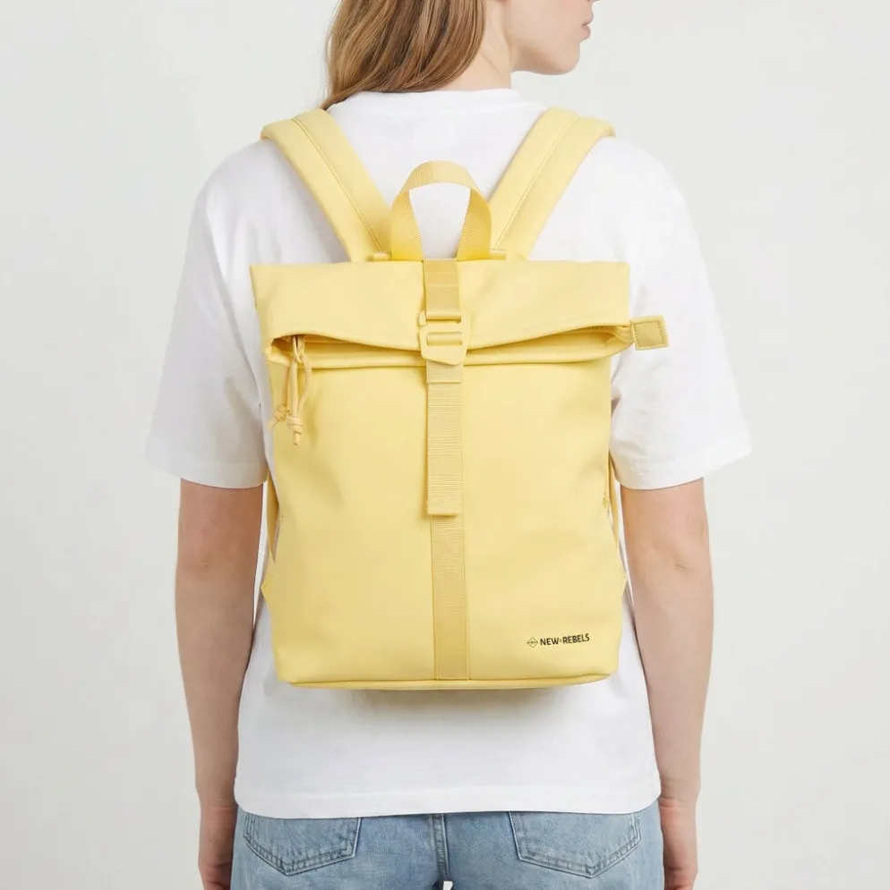 New Rebels Branson Los Angeles Rolltop Backpack Mini 7L Waterafstotende Rugzak PU Butter Yellow