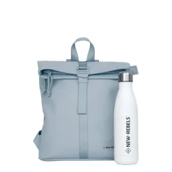 New Rebels Branson Los Angeles Rolltop Backpack Mini 7L Waterafstotende Rugzak PU Lichtblauw