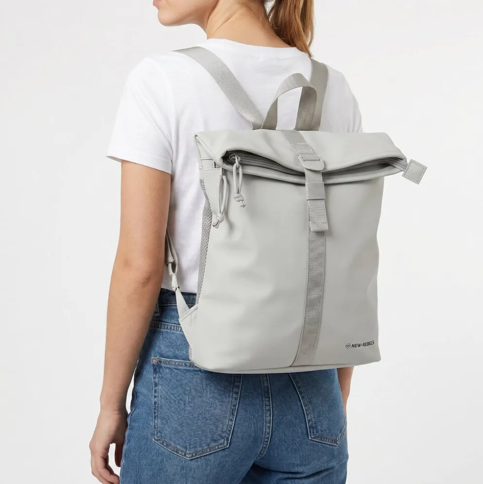 New Rebels Branson Los Angeles Rolltop Backpack Mini 7L Waterafstotende Rugzak van PU Grijs