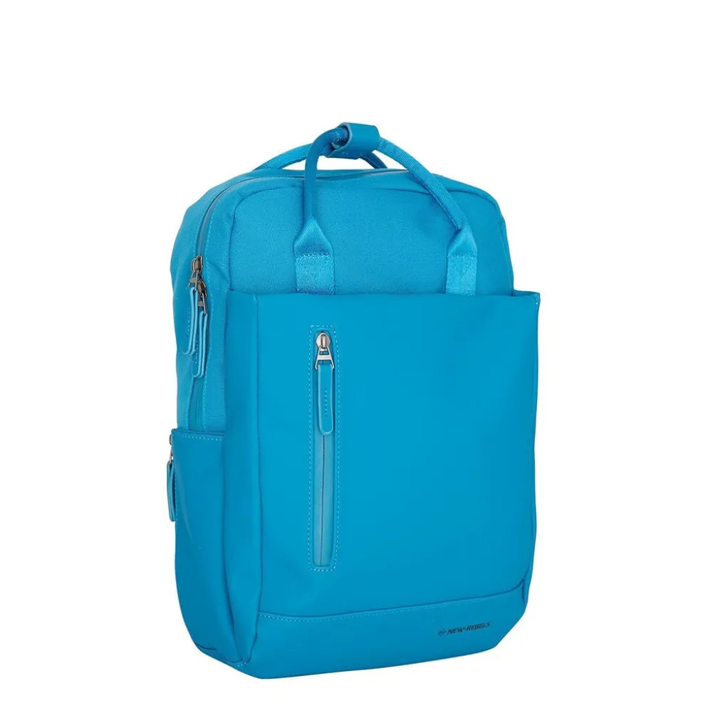 New Rebels Bruce Miami Rugzak 9L Waterafstotende Laptop Rugtas 13 inch Schooltas en Werktas van PU Nylon Comfortabel Comp 9L Turquoise