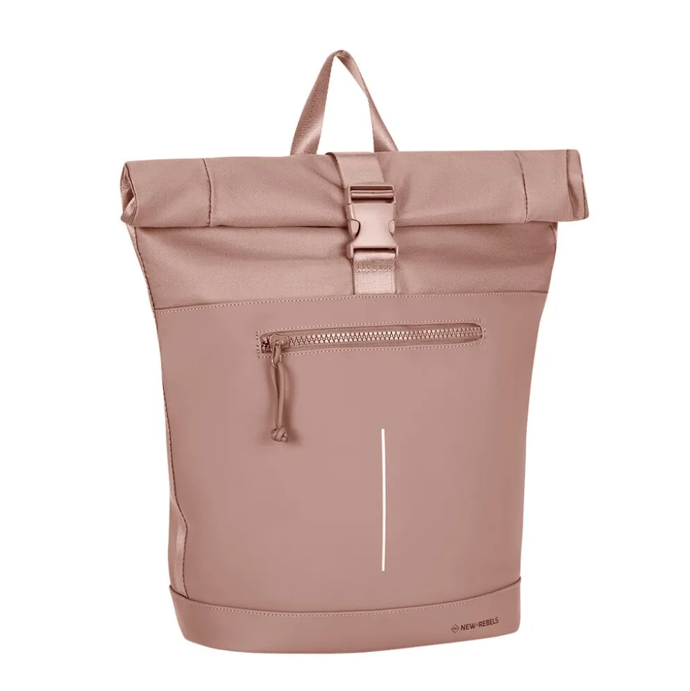 New Rebels Bruce New York Oudroze 21L Rolltop Rugzak Waterafstotend Laptop 15.6"