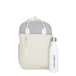 New Rebels Ferron Miami Rugzak 9L Waterafstotende Laptop Rugtas 13 inch Schooltas en Werktas van PU Nylon Comfortabel Lila Beige