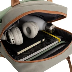 New Rebels Ferron Miami Rugzak 9L Waterafstotende Laptop Rugtas 13 inch Schooltas en Werktas van PU Nylon Comfortabel Sage Green