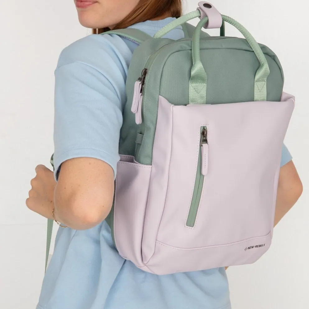 New Rebels Ferron Miami Rugzak 9L Waterafstotende Laptop Rugtas 13 inch Schooltas en Werktas van PU Nylon Comfortabel Lila
