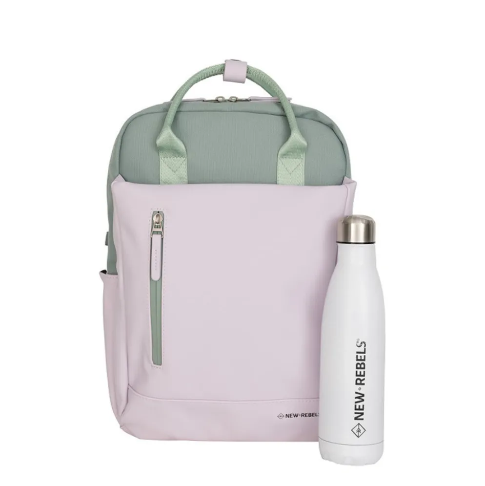 New Rebels Ferron Miami Rugzak 9L Waterafstotende Laptop Rugtas 13 inch Schooltas en Werktas van PU Nylon Comfortabel Lila