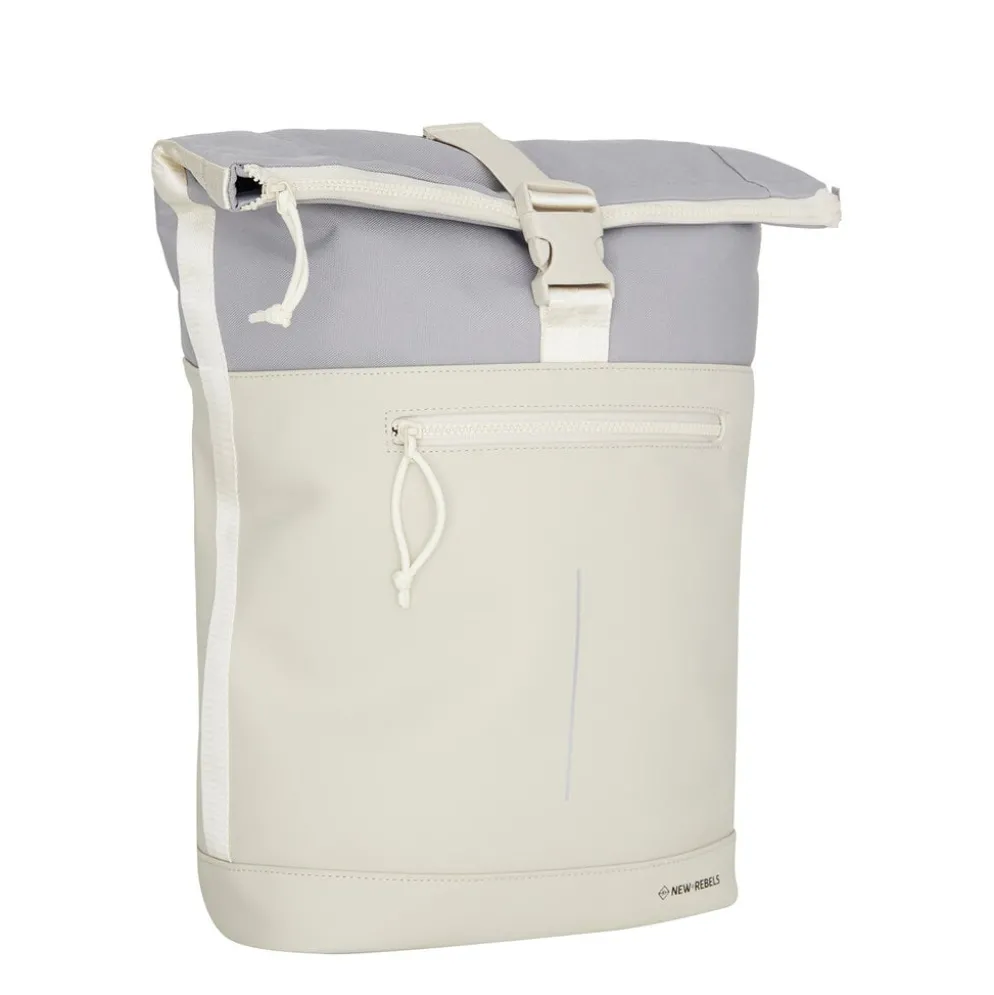 New Rebels Ferron New York Rolltop Rugzak 16L – Rolltop Werktas / Schooltas Laptop Rugtas Beige