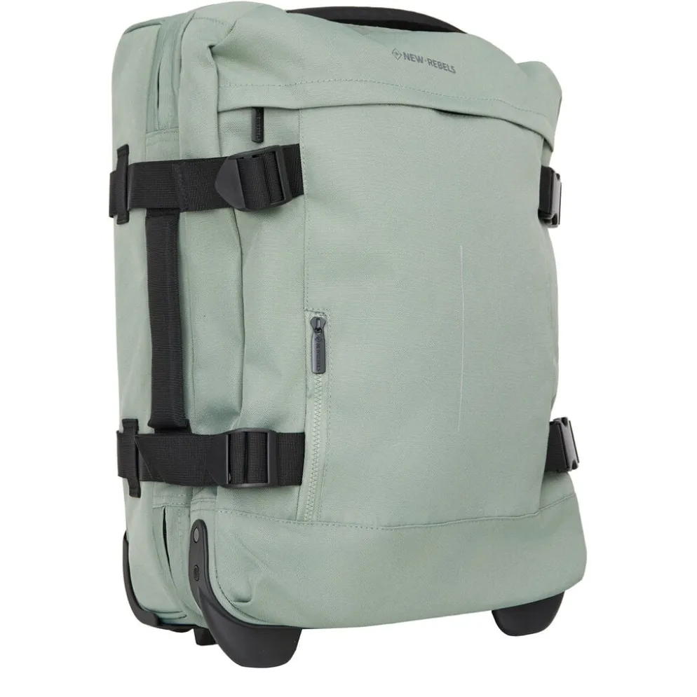 New Rebels Gassaway Trolley 35L Stevige Lichtgewicht reiskoffer met Dubbele Wielen Salie Groen