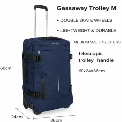 New Rebels Gassaway Trolley Medium Navy | Reiskoffer 52L | Lichtgewicht Koffer met Dubbele Wielen | 60x36x24 cm