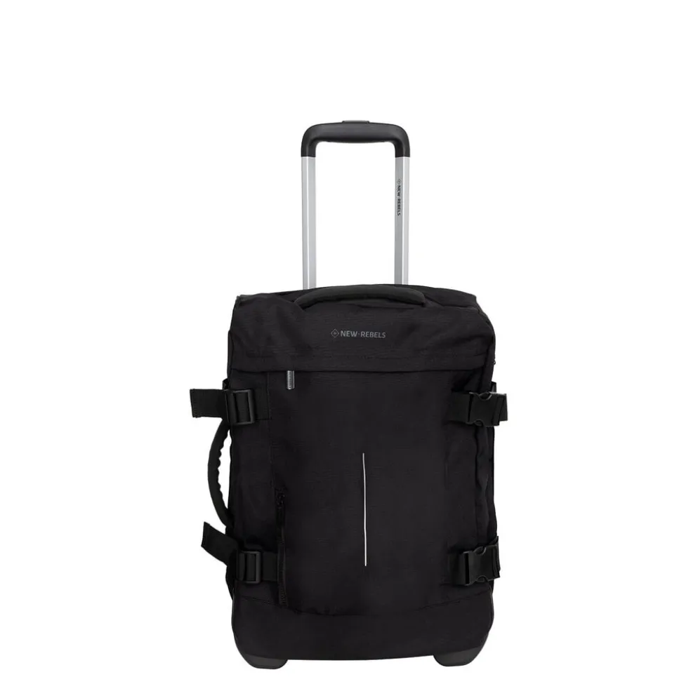 New Rebels Gassaway Trolley 35L Stevige Lichtgewicht reiskoffer met Dubbele Wielen – Zwart