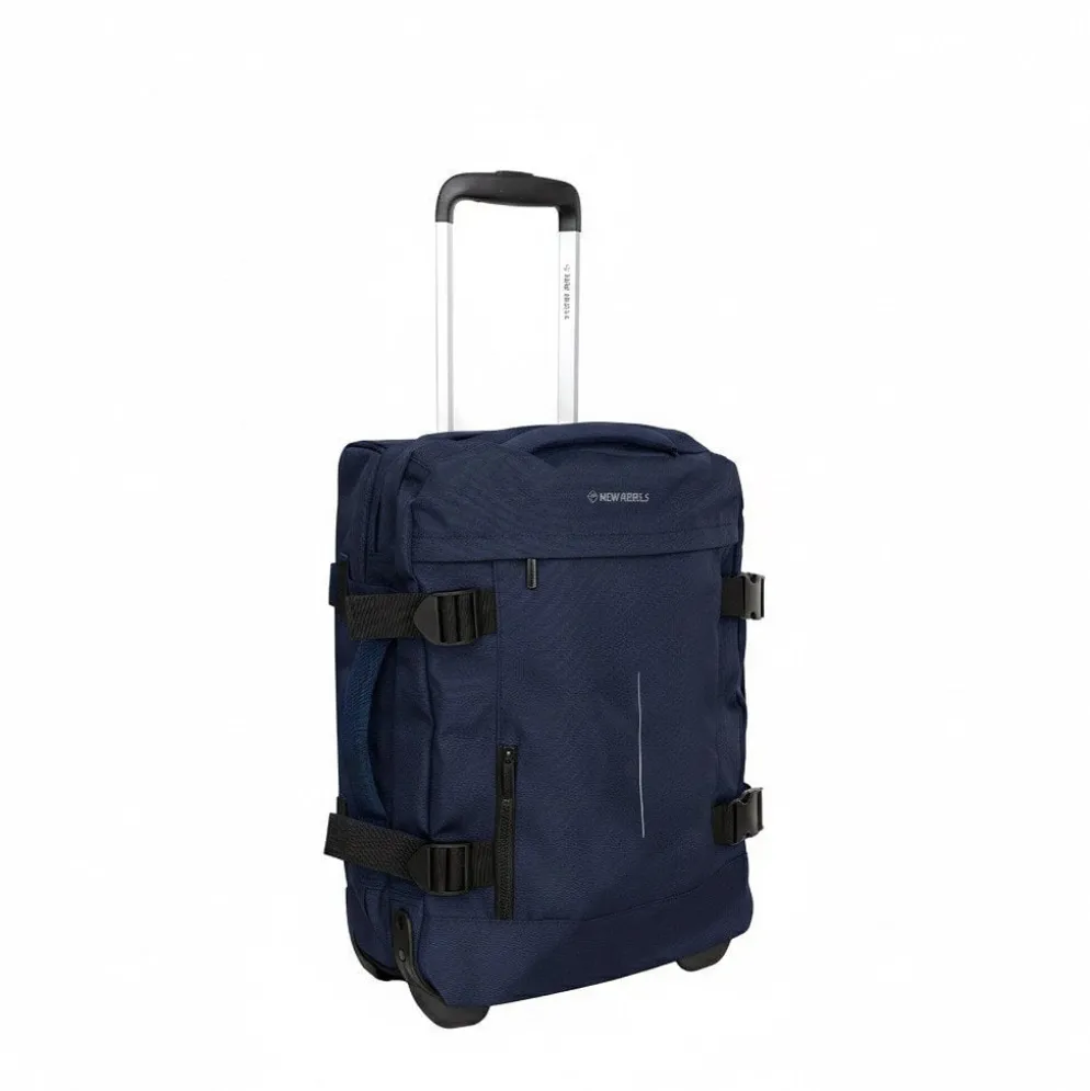 New Rebels Gassaway Trolley 35L Stevige Lichtgewicht reiskoffer met Dubbele Wielen Navy Blue
