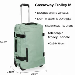 New Rebels Gassaway Trolley Medium | Reiskoffer 52L | Lichtgewicht Koffer met Dubbele Wielen | 60x36x24cm | Salie groen