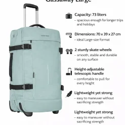 New Rebels Gassaway Trolley XXL | Grote Reiskoffer 73L | Lichtgewicht Koffer met Dubbele Wielen | 70x39x27 cm | Salie groen