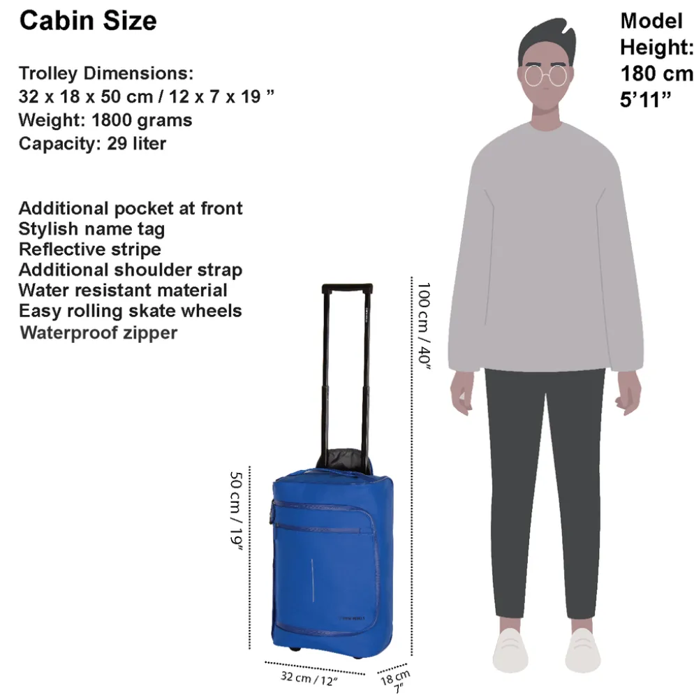 New Rebels Harper Laredo Kobaltblauw 29L On Board Trolley Waterafstotend