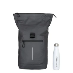 New Rebels Hugo New York 17L Waterafstotende Rolltop Rugtas Zwart