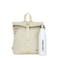 New Rebels Los Angeles Rolltop Backpack Mini 7L Waterafstotende Rugzak van PU Beige
