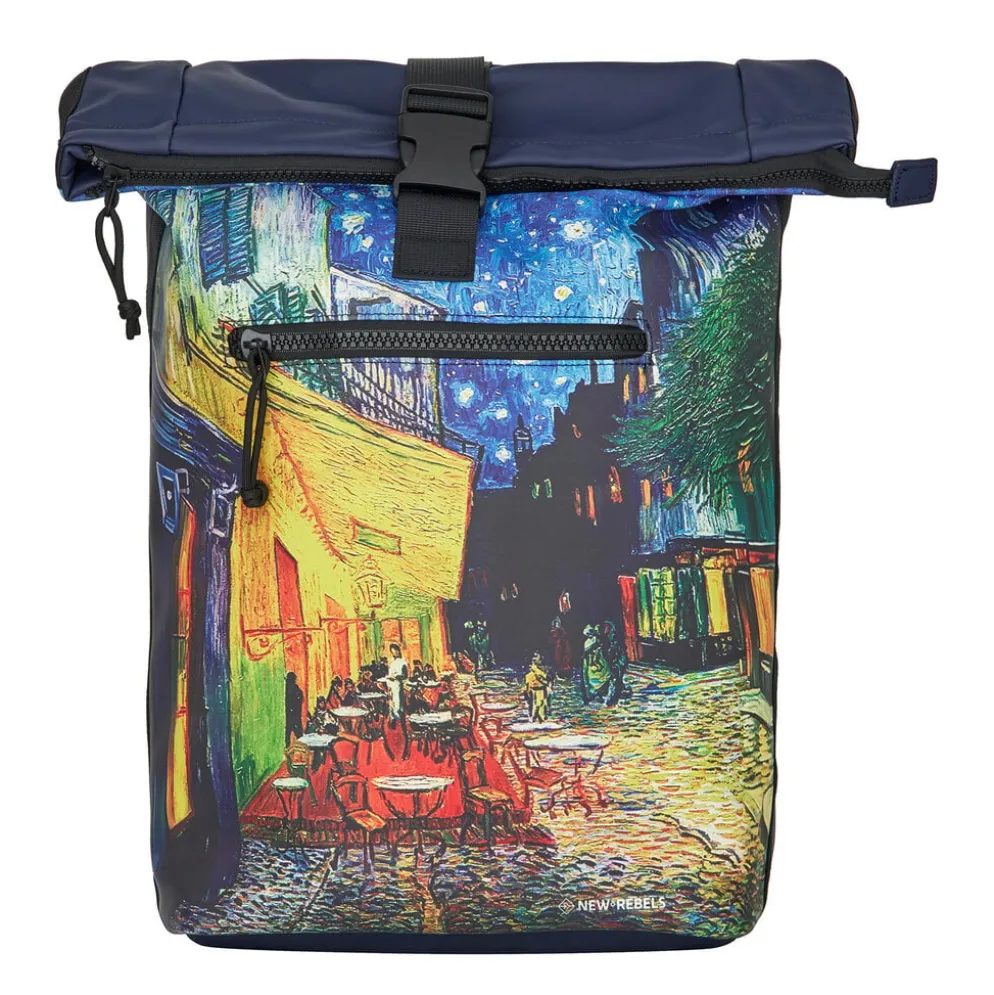 New Rebels Mart Art - New York Cafe at Night Rolltop Rugzak 21L