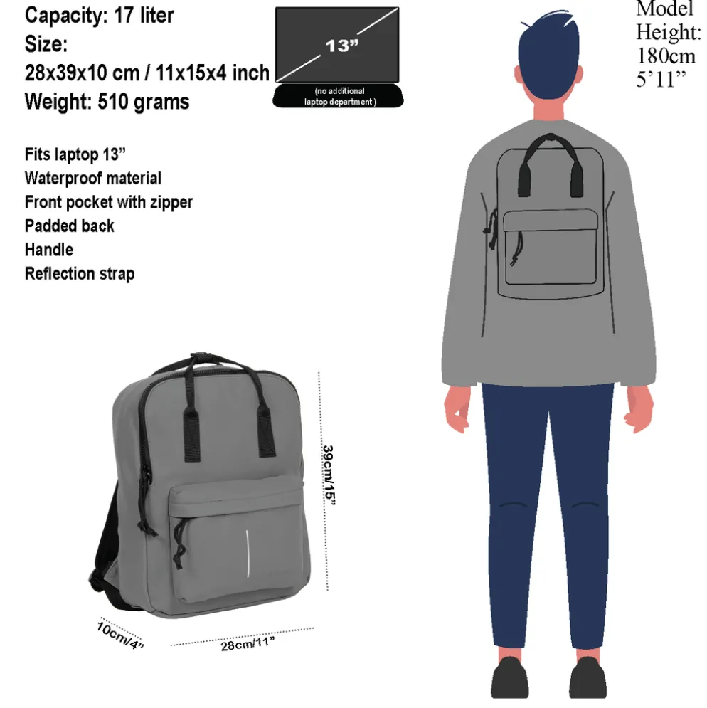 New Rebels Mart Chicago Antraciet 17L Rugtas Waterafstotend Laptop 13"