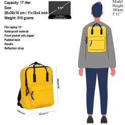 New Rebels Mart Chicago Geel 17L Rugtas Waterafstotend Laptop 13