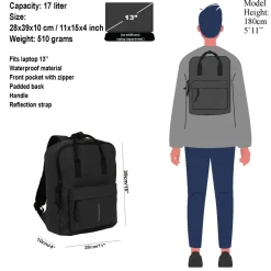 New Rebels Mart Chicago Zwart 17L Rugtas Waterafstotend Laptop 13