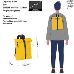 New Rebels Mart Los Angeles Geel 7L Rolltop Rugzak Waterafstotend