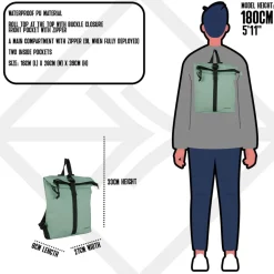 New Rebels Mart Los Angeles Salie Groen 7L Rolltop Rugzak Waterafstotend