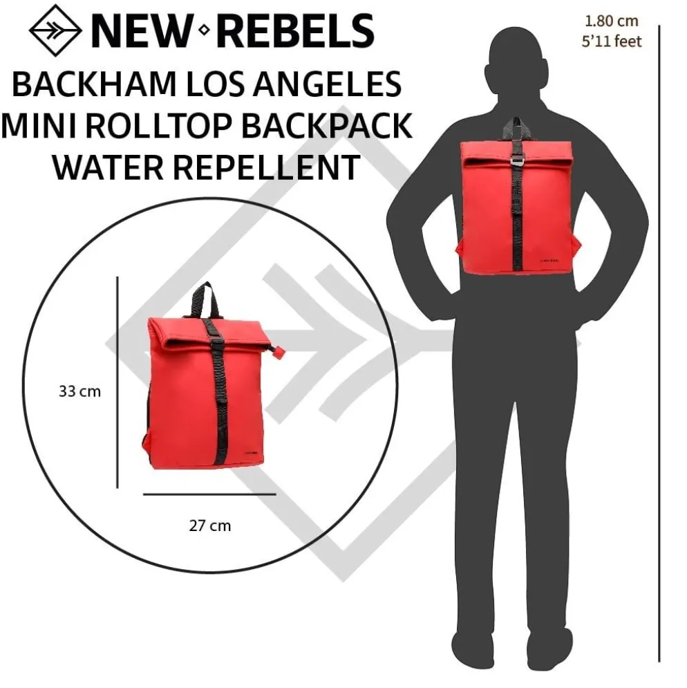 New Rebels Mart Los Angeles Rood 7 Liter Rugzak Rolltop Waterafstotend