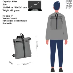 New Rebels Mart Los Angeles Antraciet 7L Rolltop Rugzak Waterafstotend