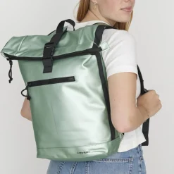 New Rebels Mart New York Metallic Lichtgroen 21L Rugtas Rolltop Waterafstotend Laptop 15.6"