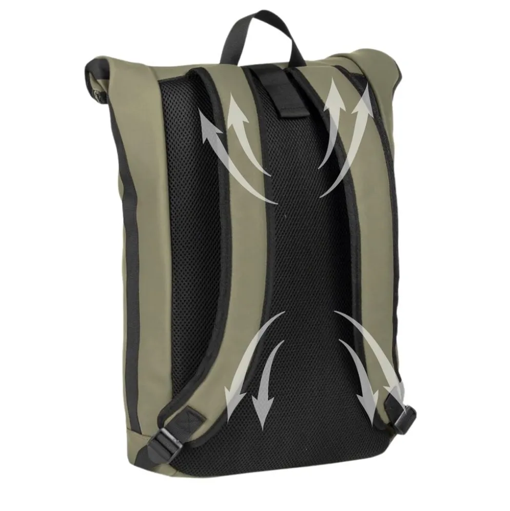 New Rebels Mart New York Taupe 21L Rugtas Rolltop Waterafstotend Laptop 15.6"